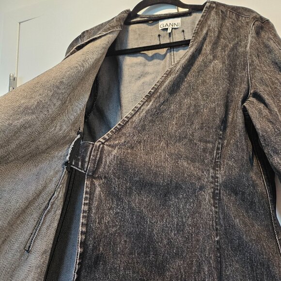 GANNI Acid Wash Denim Wrap Dress - Picture 7 of 13